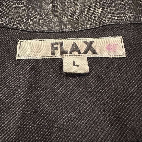 NWOT FLAX 100% linen long sleeve duster jacket grey-black boho classic oversized - Picture 13 of 16